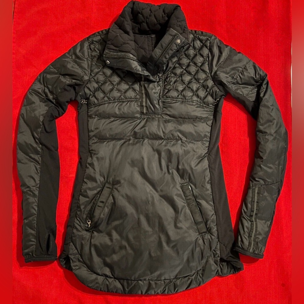 Lululemon 4 Black Down For A Run Goose Down Pullover